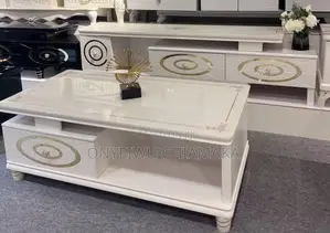 Modern White Center Table Tv Stand Set