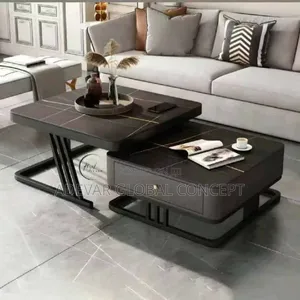 2in1 Real Marble Center Table With Drawer