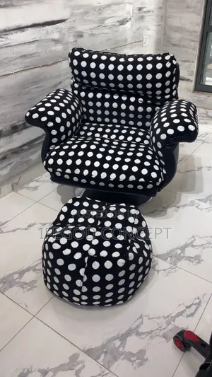 Polka Dot Lounge Armchair With A Matching Ottoman