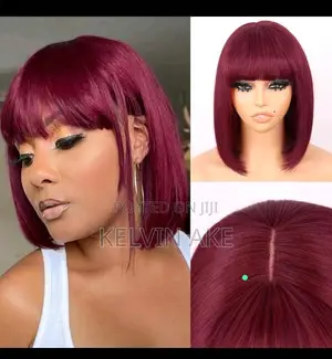 10inches Double Drawn Red Wine Color Frindge Bob Wig
