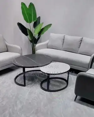 Round Marble-Style Center Tables