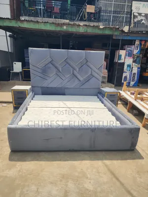 Padded Six By Six Upholstery Bed Stand.