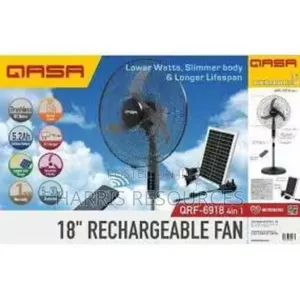 Qasa 18 Inches Rechargeable Standing Fan With Solar Panel -QRF 6918