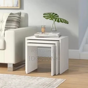 White Stool Tables 3 Set