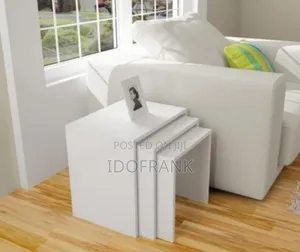 White Stool Tables 3 Set