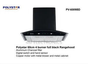 Polystar 60cm 4 Burner Kitchen Smoke Rangehood | Pv-6009bd