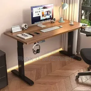 Computer Eletric Adjustable Table Walnut + Black Frame - 1.2m