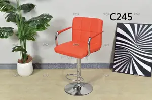 Comfort Swivel Adjustable Height Bar Stool - Black and Orange