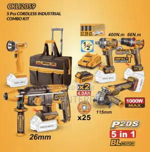 Ingco 20v 5 In1 Pcs Cordless Industrial Combo Kit