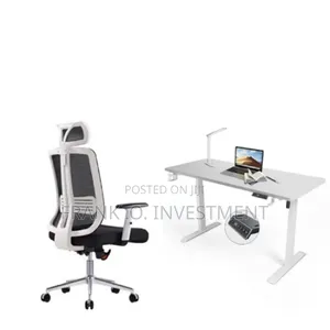 Sit-Stand Desk Adjustable Height for Home Office High Back Chair