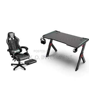 Y- Leg Gaming Desk With RGB Colors Display Gaming Chair - Full Black