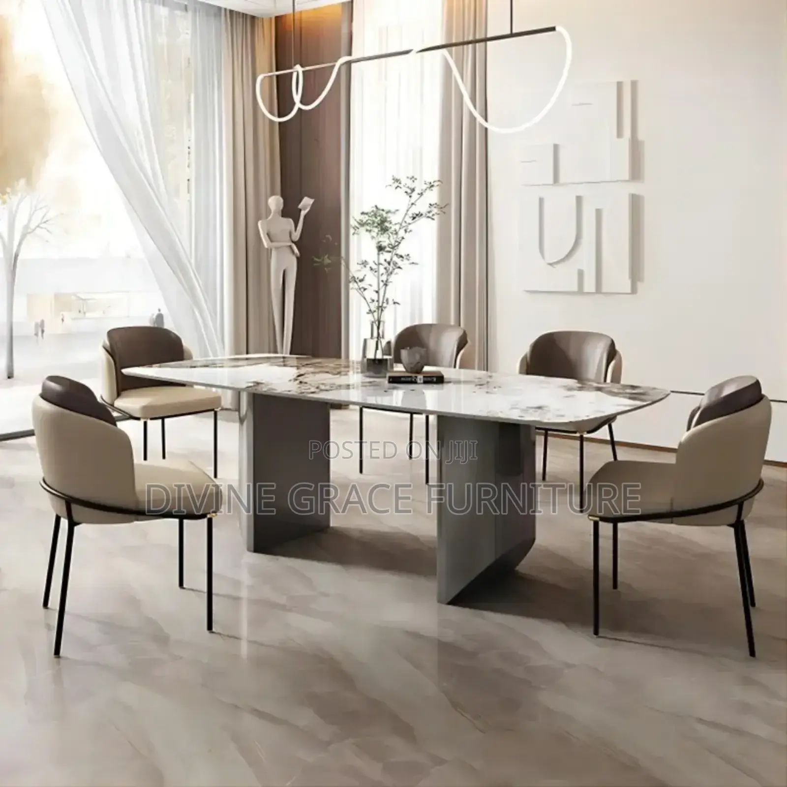 Executive Marble Dining Table Set