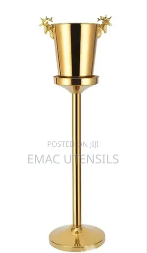 Champagne and Ice Bucket With Stainless Stee Gold Stand