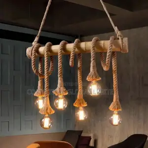 Rustic Vintage Wood Glass Hanging Bush Bar Wooden Pendant Light