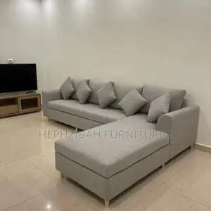 Grey Modern L Shaped With Throw Pillows