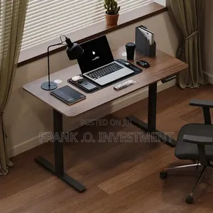 Modern Adjustable Electric Desk - Walnut Top - 120* 60*74