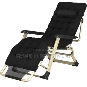 Adjustable Outdoor Relaxing Chair With Cushion- Black
