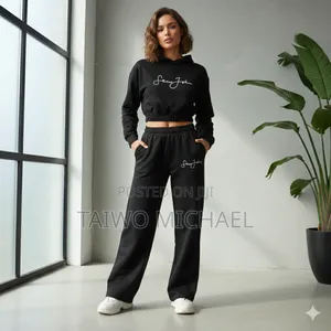The Up and Down, Black Cropped Hoodie and Wide-Leg Sweatpants