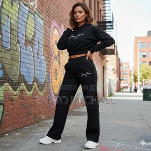 The Up and Down, Black Cropped Hoodie and Wide-Leg Sweatpants