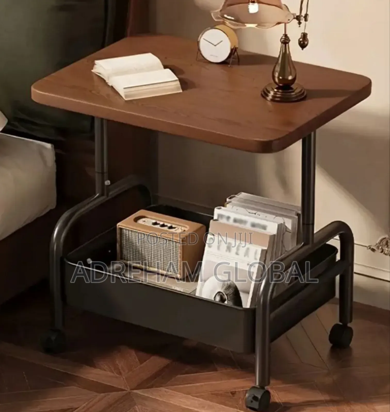 High Quality Multi-Tier Rolling Sofa Side Table With Storage Shelves