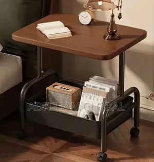 High Quality Multi-Tier Rolling Sofa Side Table With Storage Shelves