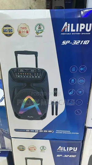 Ailipu 12" Rechargeable Pa System With 2 Wireless Mics