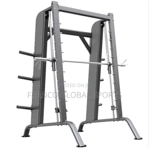 Heavy-Duty Smith Machine Squat Rack Used for Weight Training.