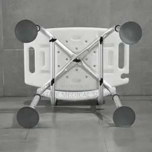 Adjustable Height Shower Chair With Crossed Frame Stability