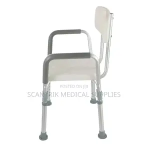 Space-Saving Shower Chair With Back Support and Crossed Base Stability