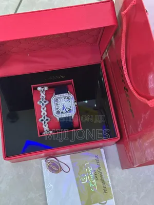 Frozen Elegance - Leather Watch With Icee Dial & Diamond Bracelet