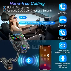 Soarun Bluetooth 5.3 Fm Transmitter Car Adapter Charger + Hifi Sound