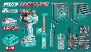 369pcs Tool Chest Set + Cordless Impact Wrench (Complete Workshop Kit)