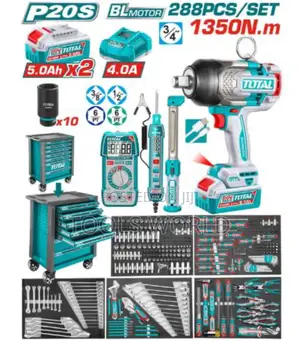 288pcs Tool Chest Set + 3/4” Cordless Impact Wrench (Heavy Duty Kit)