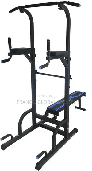 Standing Power Tower With Bench Press and Pull-Up Bar