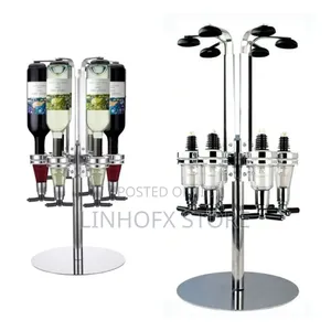 6 Bottle Rotating Liquor Bar Butler Wine Beverage Dispenser.