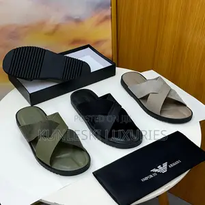 Original Emporio Armani Leather Slippers For Men