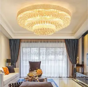 Luxury High Quality Round Golden Crystal Chandelier Living Room