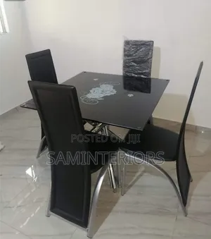Solid and Durable Glass Top Dining Set by 4