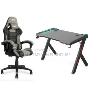 Office/Gaming Chair With Table for Laptop/Desktop- Black Gray
