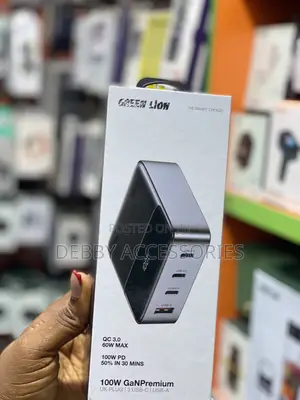 Greenlion 100w Ganpremium Uk Plug | 3 Usb-C | Usb-A