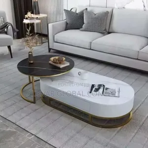 Swipe Left 4more Colors - 2in1 Real Marble Oval Round Center Table