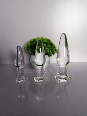 3in1 Glass Transparent Anal Butt Plug Sex Toy Set