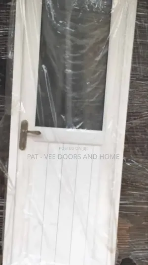 White Half Glass PVC Toilet Door