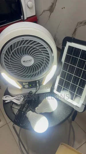 Inverter Table Fan With Panel and Bulb | Rechargeable Lithium Battery