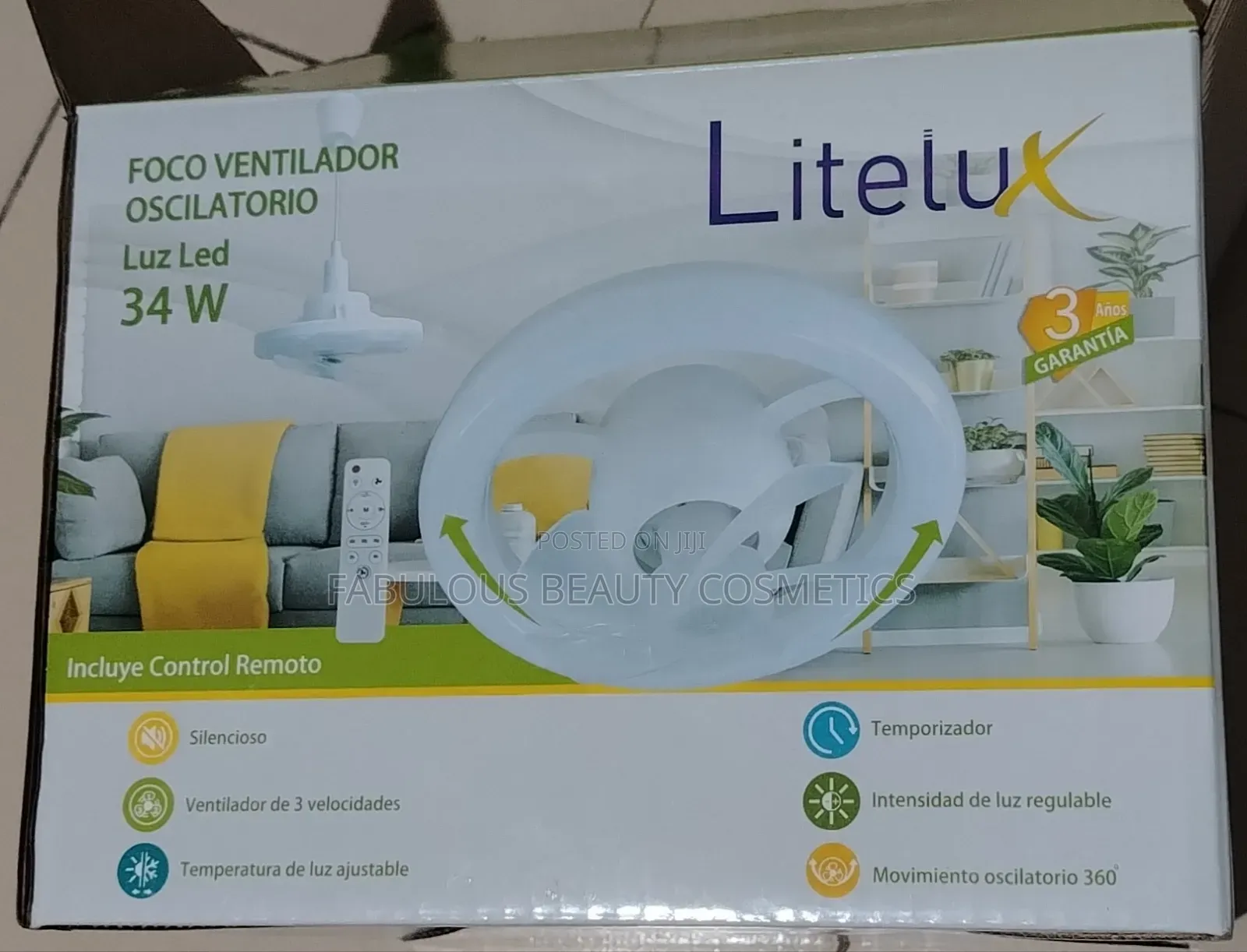 2-in-1 Led Light 34w Ceiling Fan, Dimmable, Timer.