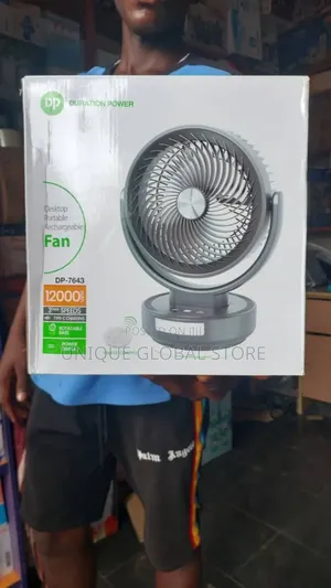 Dp Rechargeable Rotable Desk-Top Fan +12000mah Battery