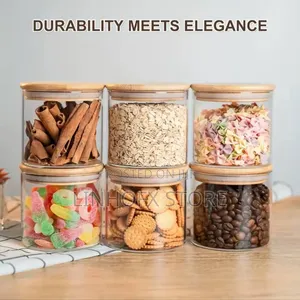 22oz Set Of 6 Glass Jars With Airtight Bamboo Lids Glass Container