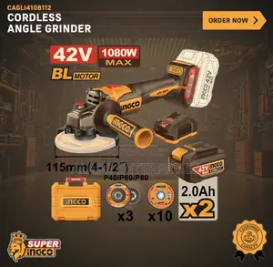 Ingco 42v Battery Cordless Angle Grinder With Batteries And Charger