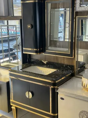 Black and Gold Cabinet Basin