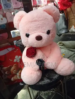 Cute Pink Teddy Bear With Rose  "Quality and Fluffy"
